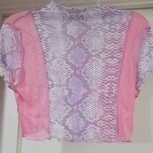 Snake Print Pink and Purple Cropped Sheer Top
